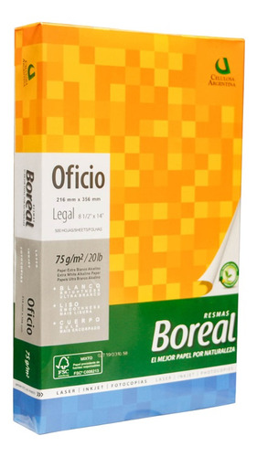 Resma Oficio 75gr Boreal-autor- Consultar Envio Gratis