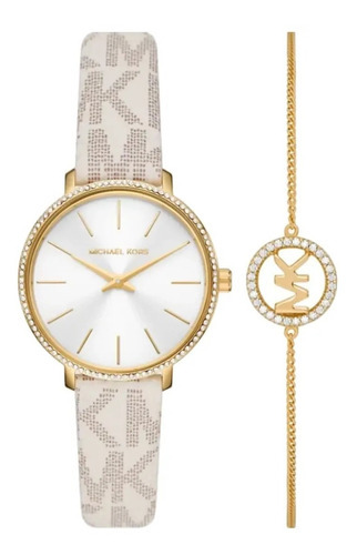 Reloj Michael Kors Mk1037 Para Dama E-watch Color de la correa Vainilla Color del fondo Blanco