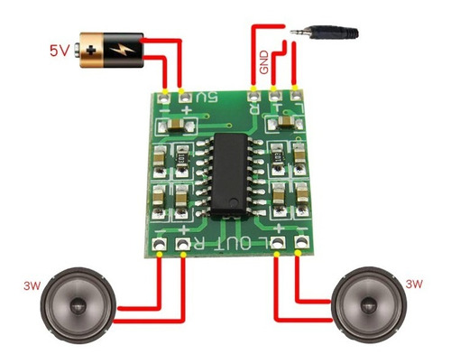 Imagen 5 de 5 de Módulo Amplificador Audio Estereo Clase D Pam8403 3w+3w