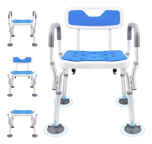 Silla De Ducha, Asiento De Ducha De Altura Ajustable Con Rep