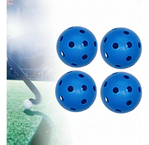 4 Bolas De Floorball Unihockey, Ligeras, 26 Agujeros, Azul