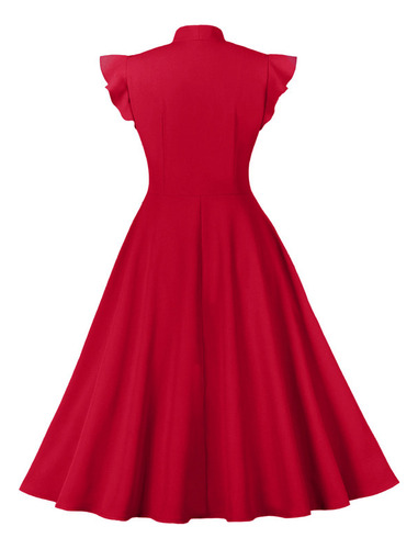 Vestido Con Cinturón Y Cintura Retro De Moda Para Mujer