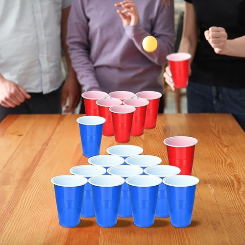 Beerpong Set - 22 Vasos Descartables+3 Pelotitas De Pingpong