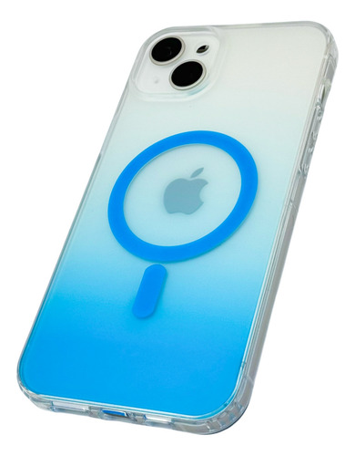 Funda Para iPhone 14 Plus Rigida Con Magsafe Efecto Degradado Azul