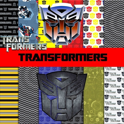 Kit Digital Transformers Clipart Png + Papeles Digitales