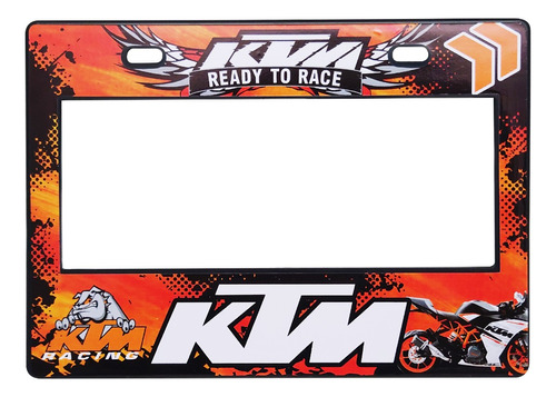 Portaplaca Para Moto Ktm Naranja 1 Premium 22.5 X 16.3cm