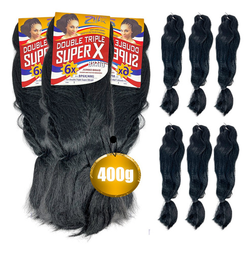  Cabelo Jumbo Kanekalon Super X 400 Gramas Jumbão + Brind