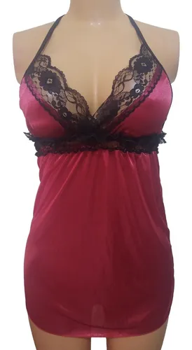 Camison Rojo Lenceria Para Dormir Babydoll Encaje R1286