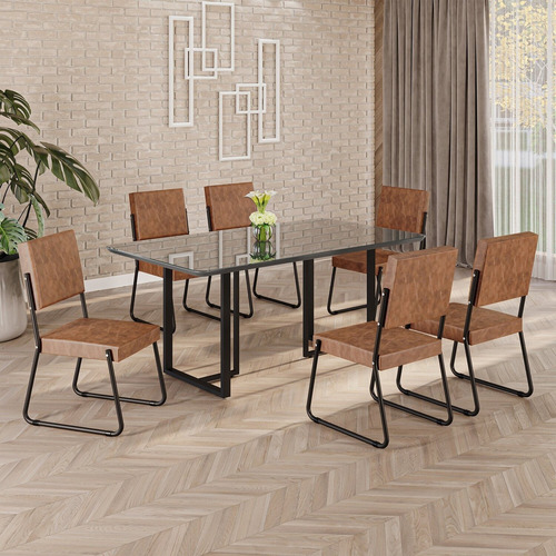 Conjunto Sala De Jantar Mesa 160x90cm Base Lunna Tampo Dc