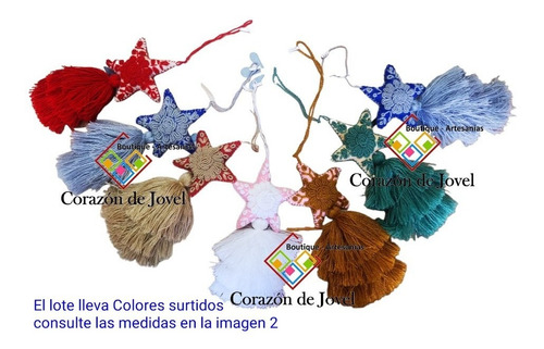 12 Estrellas Colgantes Bordadas A Mano Accesorios Navideños