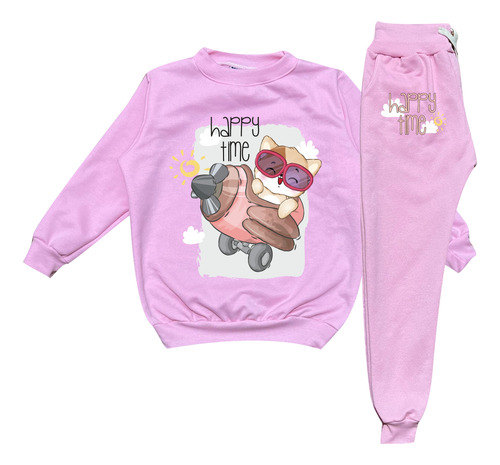 Conjunto Sudadera Osito Happy Time Para Niña