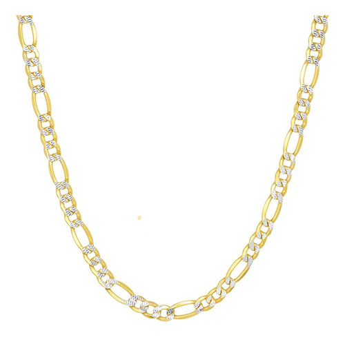 Cadena Figaro 3x1 Diamantada Oro 10k 60cm 2mm Italy Unisex Color Dorado