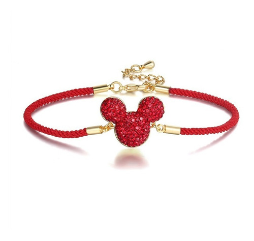 Pulsera De Mickey Mouse Rojo Con Zirconia