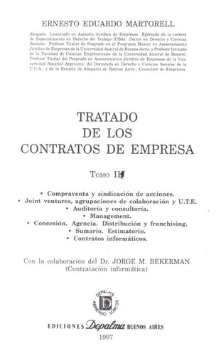 Tratado De Los Contratos De La Empresa - Martorell Dyf