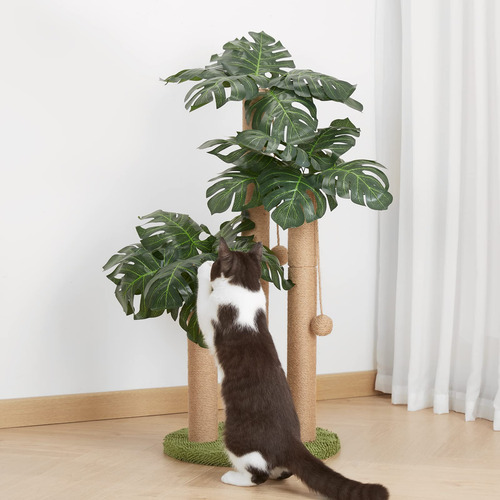 Poste Rascador Para Gatos Cattree Modelo 31.5 Pulgadas Verde Oscuro