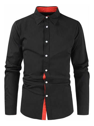 Q Camisa Moderna A Juego De Colores Para Hombre Con Tapeta A