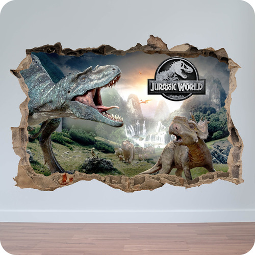 Vinilo Mural Pared Rota 3d Dino Dinosarios T Rex 100x150