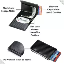 Comprar Carteira Futuro Rfid Slim Porta Cartões Antifurto Lancament Cor Preto Desenho Do Tecido Fibra De Carbono