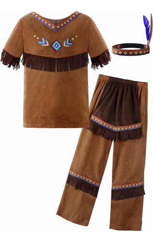 Disfraz Indio Indigena Nativo Niños Talla 7-8