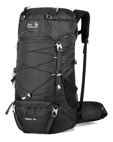 Mochila viaje Trekking 50L color negro diseño liso 50L
