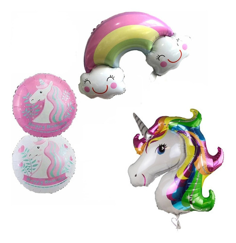 Combo 4 Globos Arcoiris Unicornio Grande. (ver Descripcion)