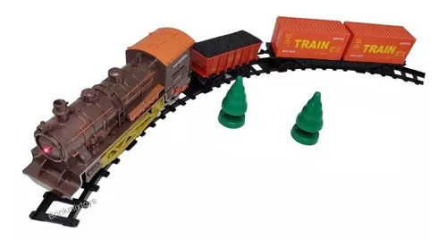 Kit Locomotiva Trilhos Vagões 1,88 Metros Trem Brinquedo