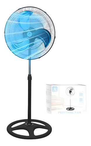 Ventilador Grande Pedestal 3 Velocidades Metalico Resistente 1.27 M 60hz Negro Azul / Gris Metal 3