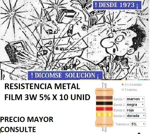 Resistencia Metal Film 3w 5%  22 Ohm 22 Ohm X 10 Unid