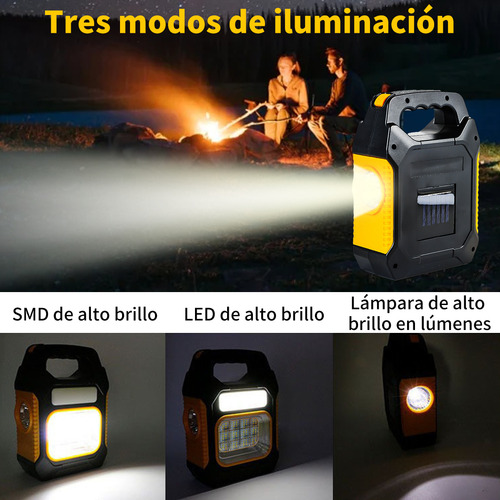 Lámpara Linterna Camping Recargable Portátil Solar Led 2pz