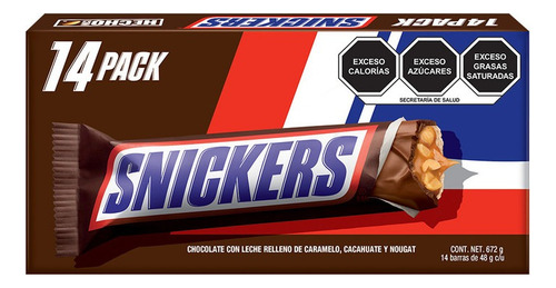 Chocolate Snickers  Pack 14 Unidades 48gr C/u