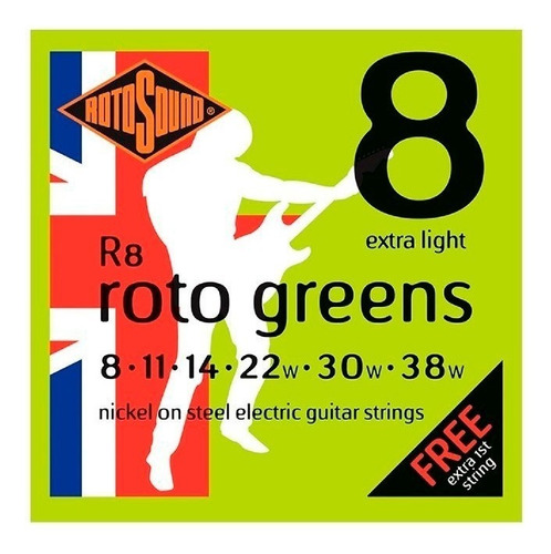 Cuerdas Para Guitarra Electrica Rotosound Roto Green R8