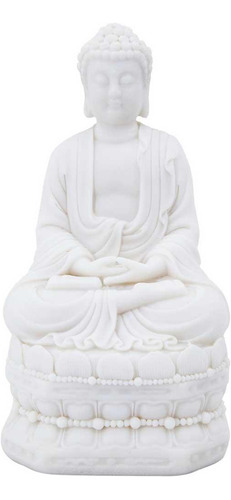 Buddha Escultura Decorativa Resina Y Piedra Blanca