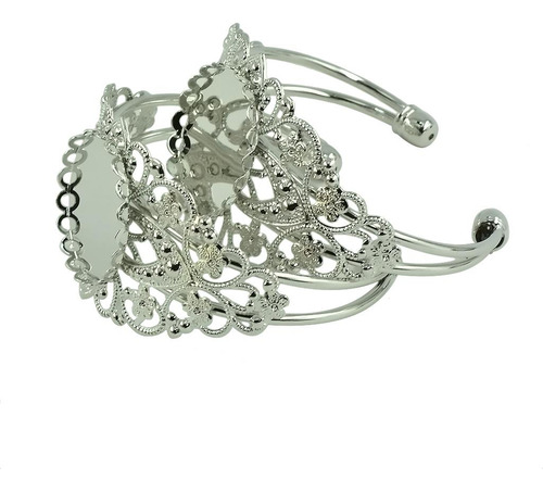 2 X 2 Piezas De Brazalete Con Brazalete Abierto En Mm Plata