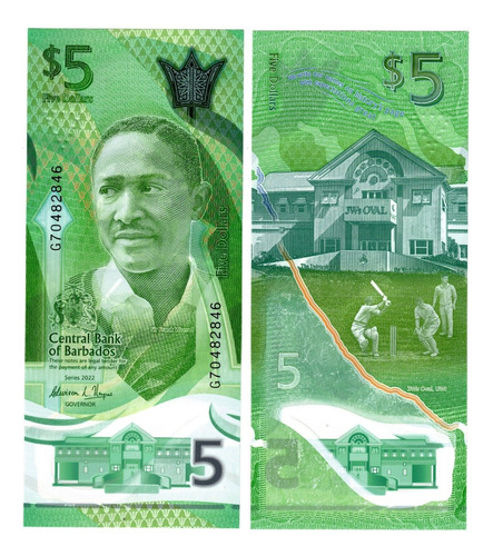 Grr-billete De Islas Barbados 5 Dollars 2022 - Polímero