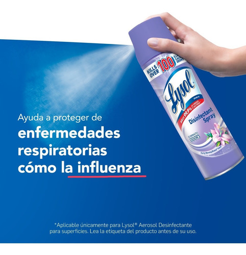 Imagen 5 de 5 de Lysol Desinfectante En Aerosol Early Moning Breeze 360ml