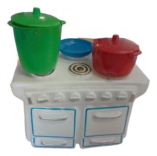 Juego Set De Cocina Anafe Plastico Inflado Retro Vintage