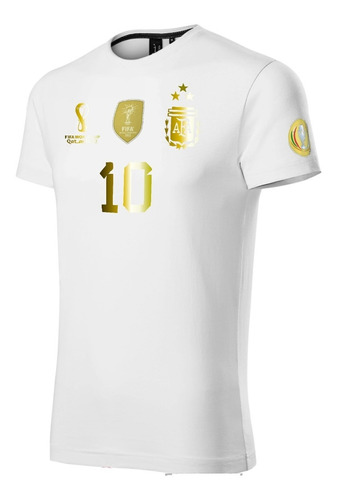 Remera-camiseta Seleccion Argentina Mundial Qatar Gold Messi