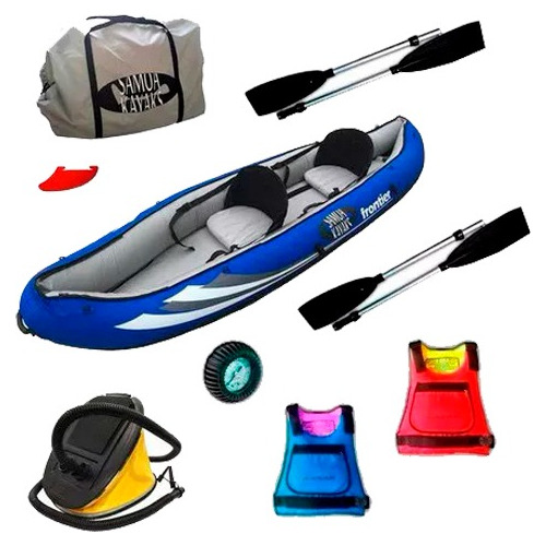 Kayak Doble Canoa Inflable +salvavidas+remos+inflador Pº