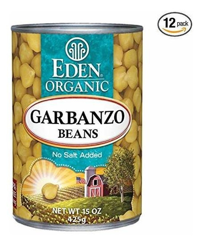 Frijoles Eden Orgánica Garbanzo, Sin Sal Añadida, Latas De 1