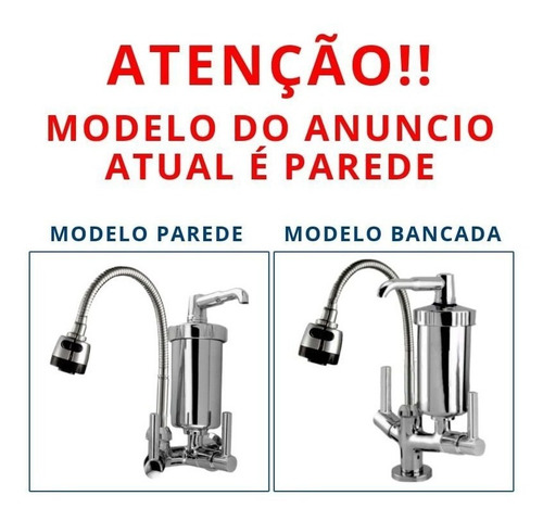 Torneira Gourmet Com Filtro Cozinha Luxo Parede Metai Inox