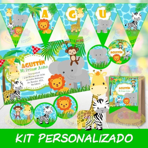 Pack Imprimible Animalitos De La Selva Personalizado