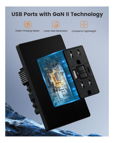 Suraielec 15 Amp Gfci Saltla Con Puertos Usb, Combinación De
