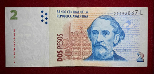 Billete 2 Pesos Serie L 2013 Bottero 3242