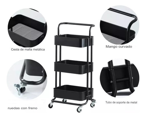 Carrito Organizador Almacenamiento 3 Niveles Con Ruedas