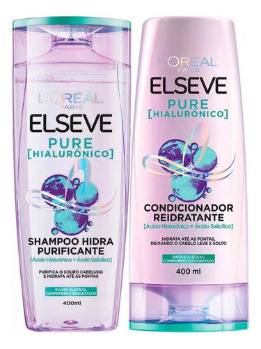 Shampoo E Condicionador Elseve Pure Hialurônico - 400ml