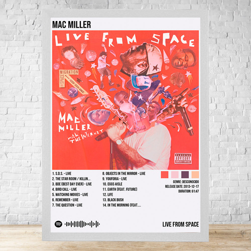 Cuadro Mac Miller Live From Space 30x40 Cm C929 Blanco Clasico