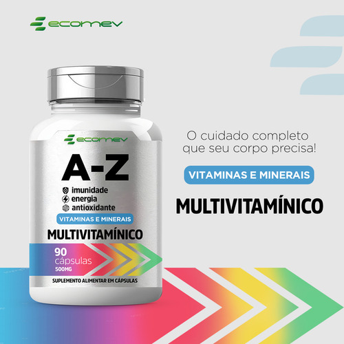 Multivitaminico A-z 22 Vitaminas 500mg 90cáp (rende 3 Meses)