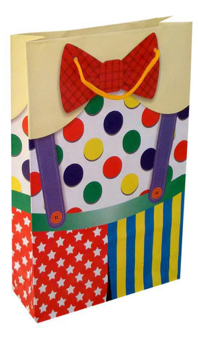 Sacolas De Papel Palhaço 100 Unidades 25x17x6cm - 90g