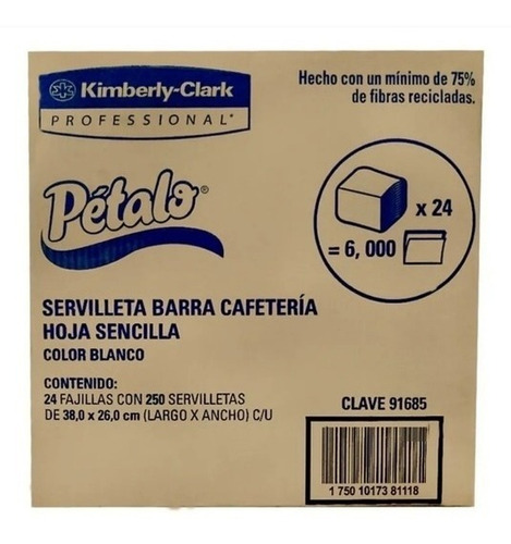 Servilleta Pétalo® Barracafetería Sr, 24 Paq, 250 Serv C/u