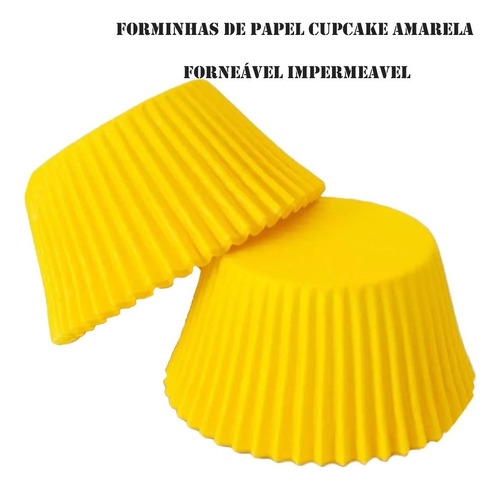 Kit 45 Forminha Cupcake Impermeável Formas Papel Forneavel Cor Forminha CupCake Amarelo